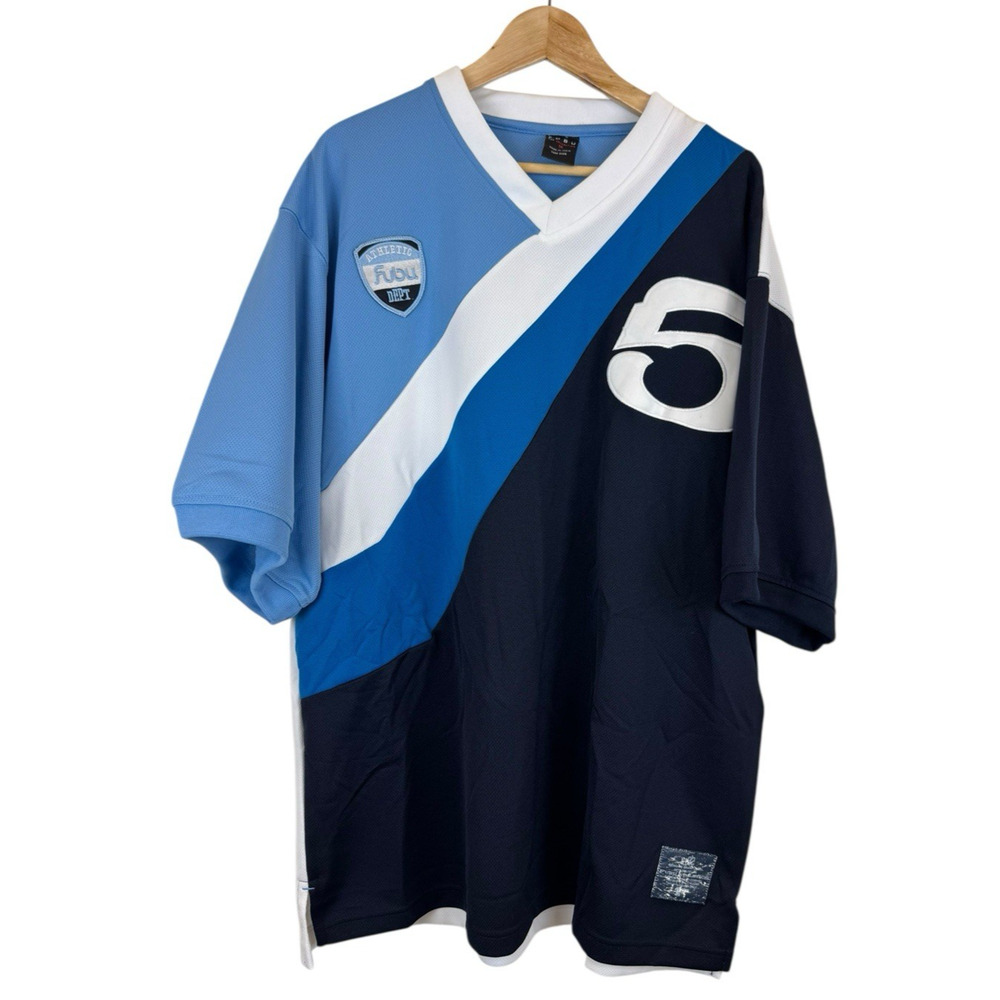 FUBU Vintage The Collection Y2K Athletic Dept 5 Size 1X Blue Colorblock Limited‎